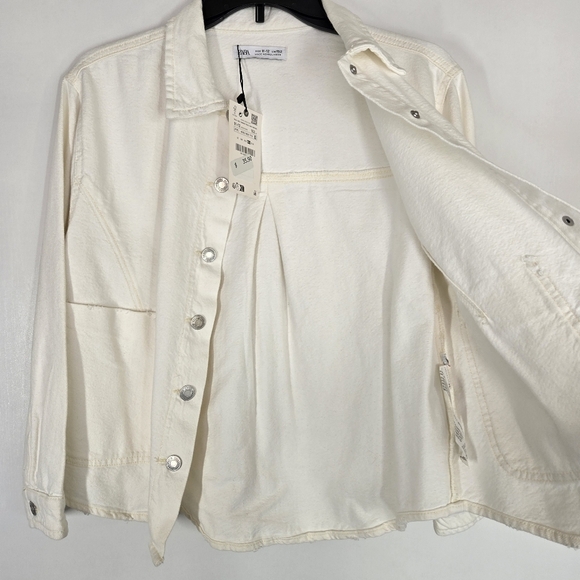 Zara Girls 11/12 Ivory Shacket Denim Cotton Button‎ Front Layering Spring - Picture 6 of 9